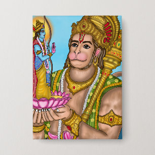 Ram and Hanuman Button