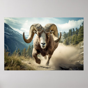 Ram Animal Nature Majestic Wilderness  Poster