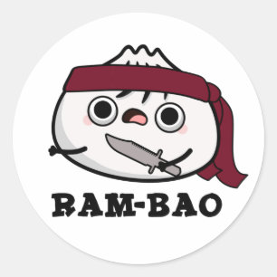 Ram-bao Funny Soldier Dimsun Pun Classic Round Sticker