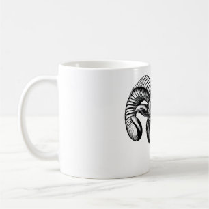 Ram Head Design   Black & White T-Shirt Coffee Mug