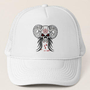 Ram Horned Skull Trucker Hat