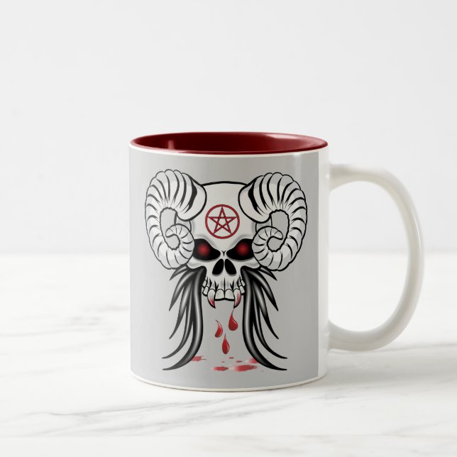 Ram Horned Skull Two-Tone Coffee Mug (Right)