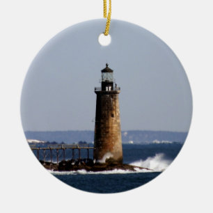 Ram Island Ledge Light Ceramic Ornament