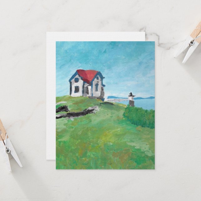 Ram Island Lighthouse, Maine Greeting Card (Front/Back In Situ)