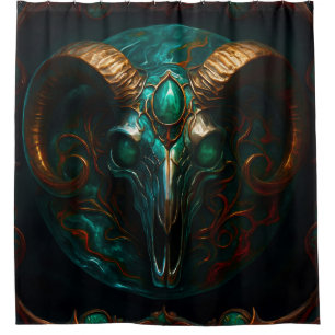 Ram-like Skull 001 Shower Curtain