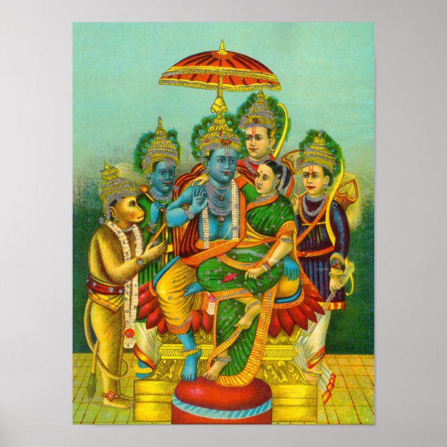 Ram Panchayatan Embellished by Raja Ravi Varma Poster (Front)