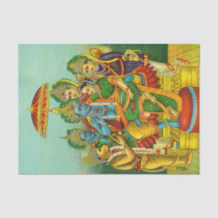 Ram Panchayatan Embellished by Raja Ravi Varma Tissue Paper