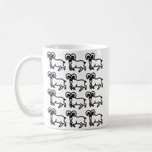 Ram Pattern Zodiac Mug Aries Repeating Silhouett