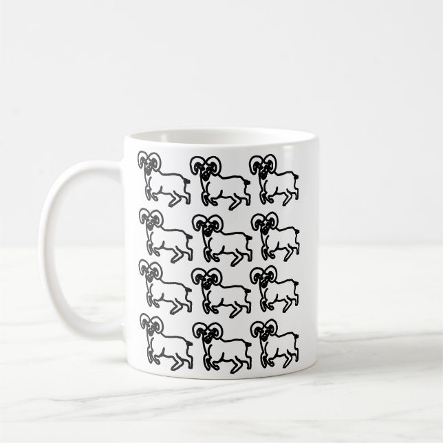 Ram Pattern Zodiac Mug | Aries Repeating Silhouett (Left)