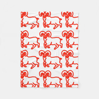 Ram Red Outline Pattern Fleece Blanket