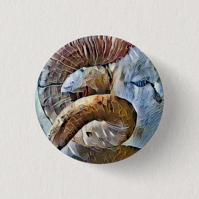 RAM SHEEP FARM ANIMAL 3 CM ROUND BADGE (Front)