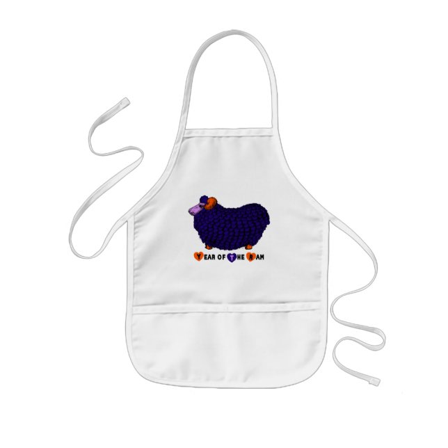 Ram Sheep Year Purple Illustration Kids Apron (Front)