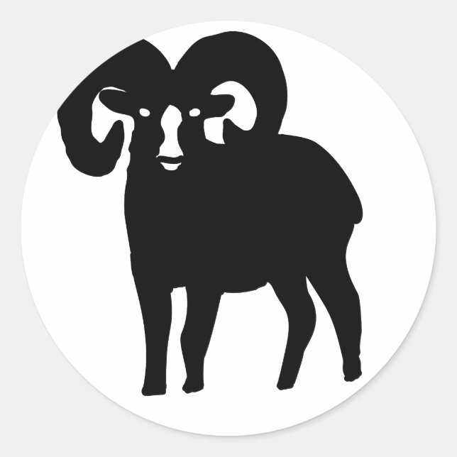Ram Silhouette Classic Round Sticker (Front)