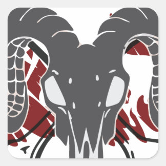 Ram skull art v1 square sticker