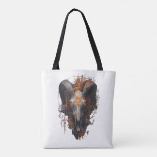 Ram Skull Occult Steampunk Dark Art Tote Bag