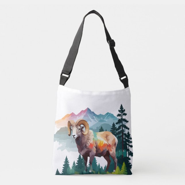 Ram Vector Art Animal In The Majestic Nature Wild Crossbody Bag (Front)
