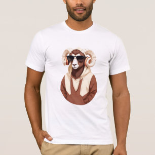 Ram Wearing Hoodie Funny Cool Animal Character T-Shirt