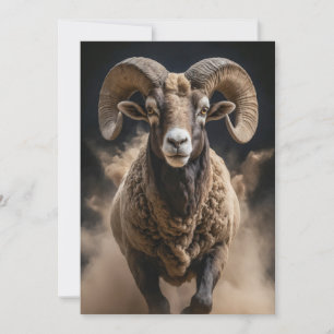 Ram Wild Animal Elegant Dramatic Mist Portrait Announcement