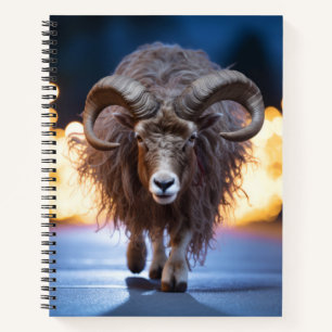 Ram Wildlife Animal On Street Outdoors Notebook