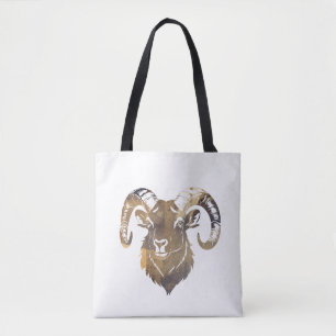 Ram Wildlife Nature Illustration Silhouette Style Tote Bag