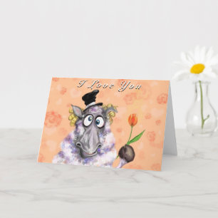 Ram with Flower Funny Valentine's Day Card