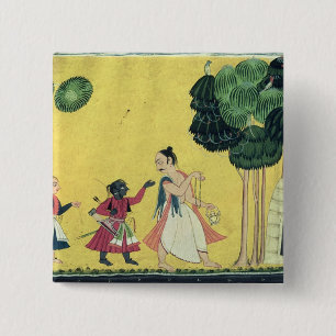Rama and Lakshmana accompanied by Visvamitra 15 Cm Square Badge