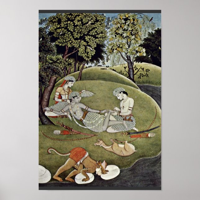 Rama And Sata In The Forest By Indischer Maler Von Poster (Front)