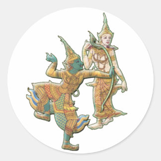 RAMA SITA - RAMAYANA HINDU BUDDHIST GODDESS CLASSIC ROUND STICKER