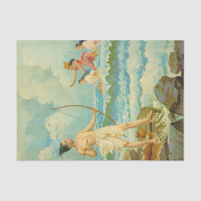 Rama vanquishes the Sea by Raja Ravi Varma Tissue Paper (Front)
