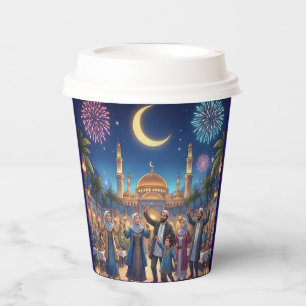 Ramadan Celebration Night with Family&Fireworks Paper Cups