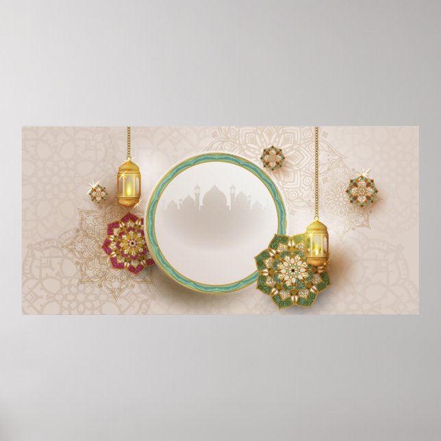 Ramadan Gold Red and Green Poster (Front)