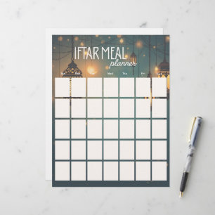 Ramadan Iftar Meal Planner-paper sheet
