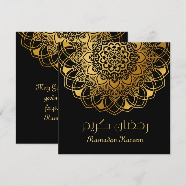 Ramadan Kareem abstract floral gold motive Thank You Card (Front/Back)