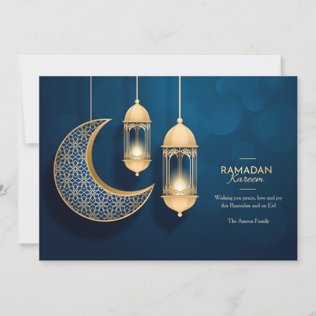 Ramadan Kareem Blue and Gold Card (Front)