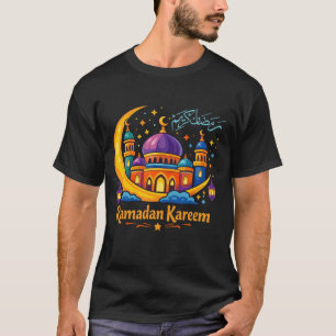 Ramadan Kareem Colorful Islamic Mosque Moon Art T-Shirt