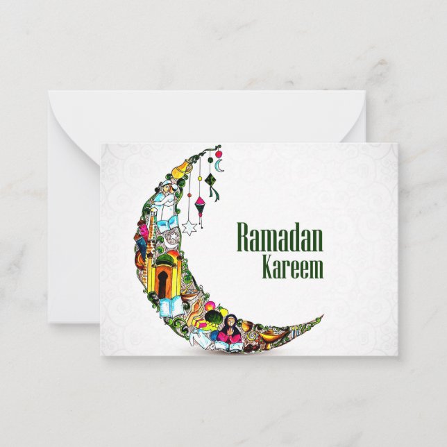 Ramadan Kareem Colourful Crescent        Card (Front)