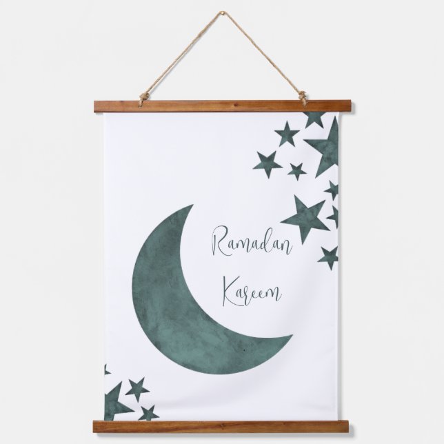 Ramadan Kareem crescent Islam mubarak stars Hanging Tapestry (Front)