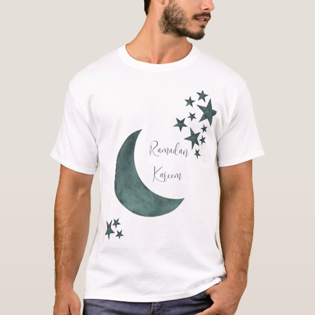 Ramadan Kareem crescent Islam mubarak stars T-Shirt (Front)