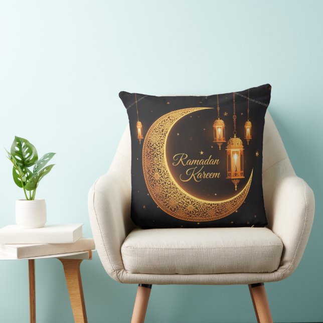Ramadan Kareem Crescent & Lanterns Pillow (Chair)