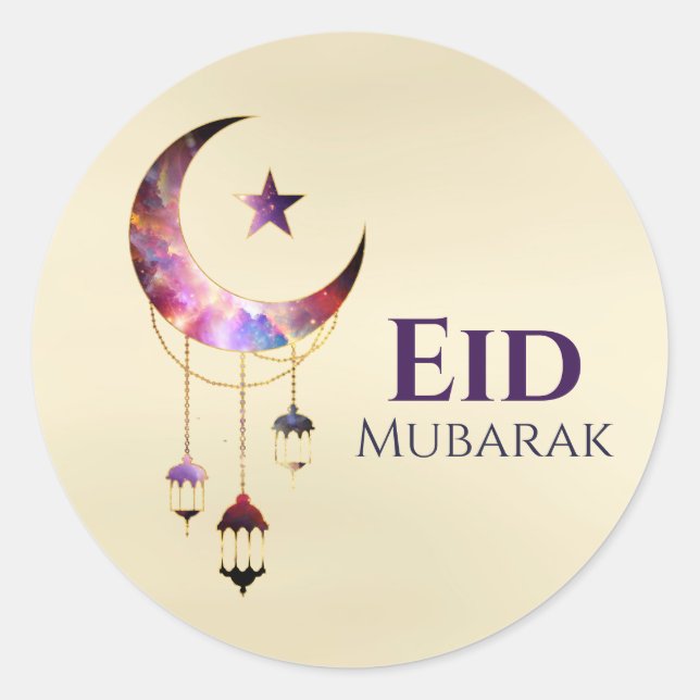 Ramadan Kareem -Eid Mubarak - Happy Eid Classic Round Sticker (Front)