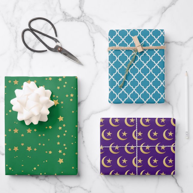 Ramadan Kareem Eid Mubarak Happy Eid Wrapping Paper Sheet (Front)