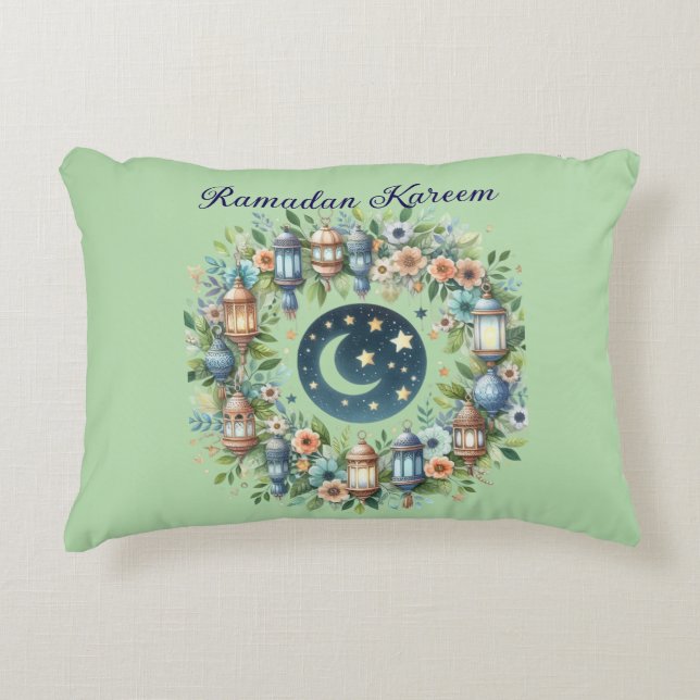 Ramadan Kareem & Eid Mubarak Islamic Accent Pillow (Front)