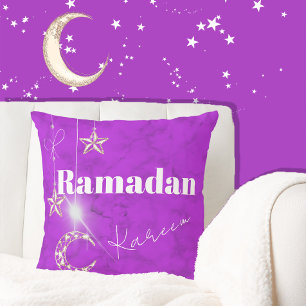Ramadan Kareem Elegant Purple Moon Stars  Cushion