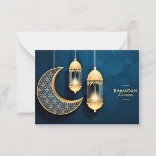 Ramadan Kareem Gold Crescent and lantern  Card