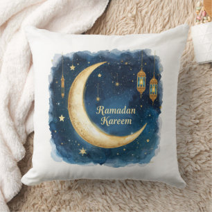 Ramadan Kareem Golden Moon Pillow