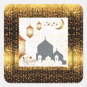 Ramadan kareem golden  square sticker