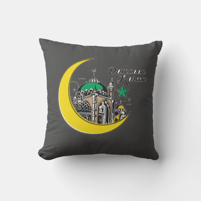 Ramadan Kareem Islamic Throw Pillow (Front)