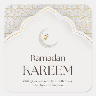 Ramadan Kareem Lantern & Crescent Art Square Sticker