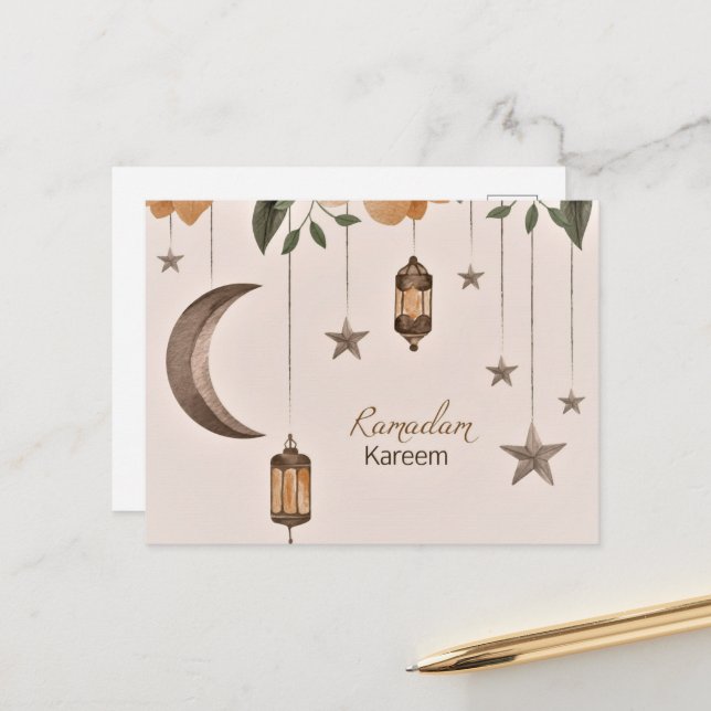 Ramadan Kareem moon and stars Postcard (Front/Back In Situ)