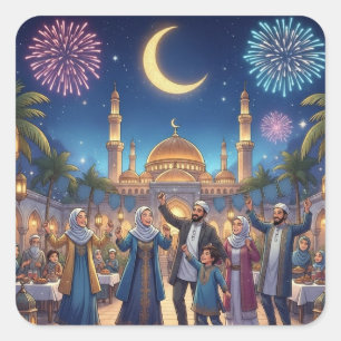 Ramadan Kareem Mubarak Crescent Islam Iftar Suhoor Square Sticker